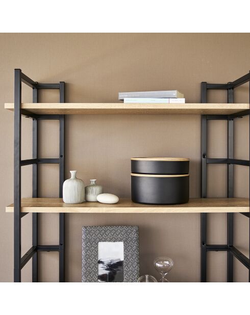 Boîte de rangement avec couvercle ronde Rin noire - 22x22x6 cm
