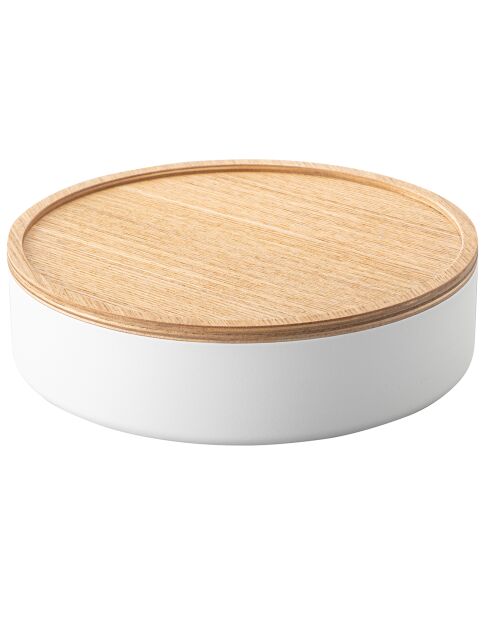 Boîte de rangement avec couvercle ronde Rin blanche - 22x22x6 cm