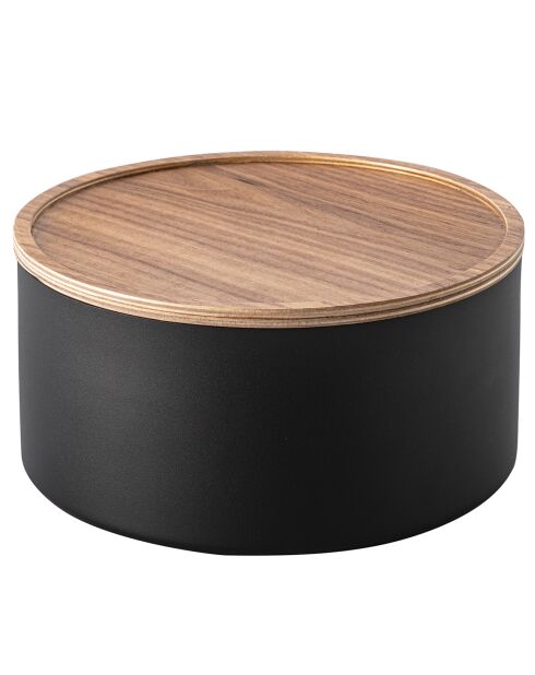 Boîte de rangement avec couvercle ronde Rin noire - 22x22x11 cm