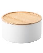 Boîte de rangement avec couvercle ronde Rin blanche - 22x22x11 cm