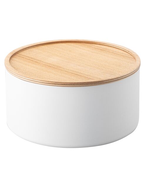 Boîte de rangement avec couvercle ronde Rin blanche - 22x22x11 cm