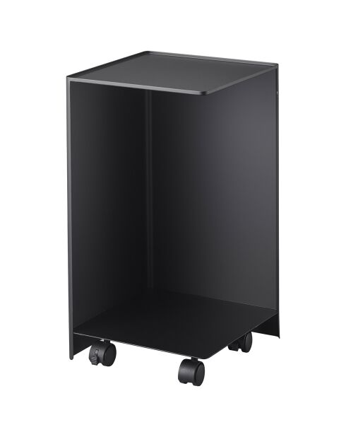 Rangement pour papier toilette avec roulette Tower noir - 23.5x23.5x43 cm