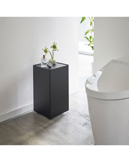 Rangement pour papier toilette avec roulette Tower noir - 23.5x23.5x43 cm