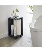 Rangement pour papier toilette avec roulette Tower noir - 23.5x23.5x43 cm