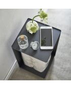Rangement pour papier toilette avec roulette Tower noir - 23.5x23.5x43 cm