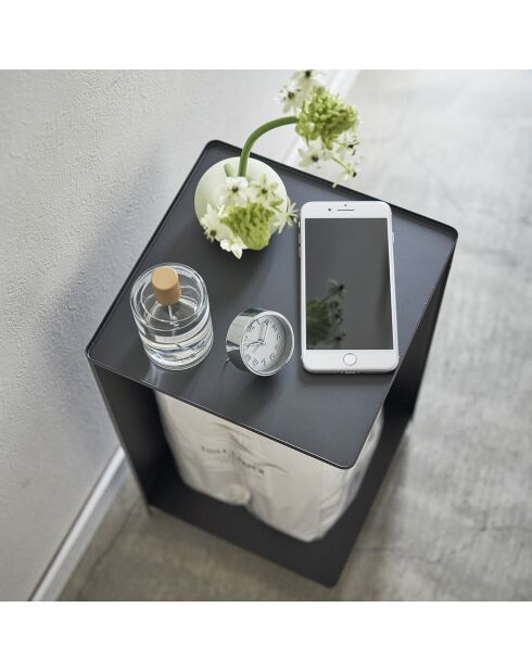 Rangement pour papier toilette avec roulette Tower noir - 23.5x23.5x43 cm