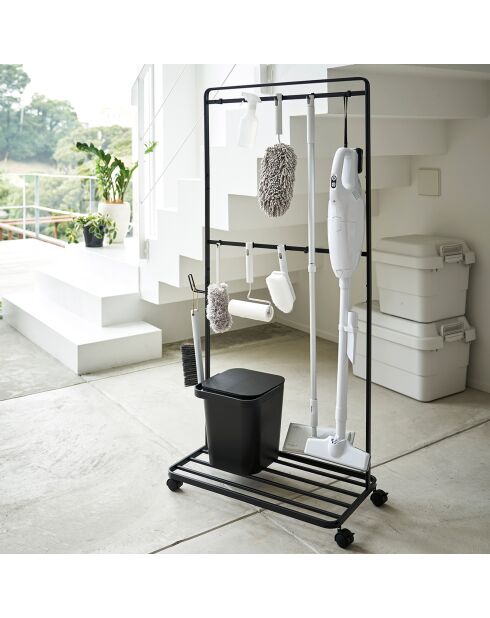 Zwarte opbergplank Tower met wielen - 72,5x35x141 cm