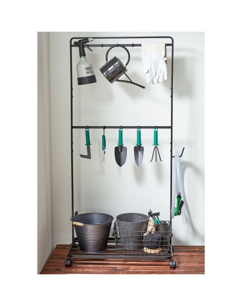 Zwarte opbergplank Tower met wielen - 72,5x35x141 cm