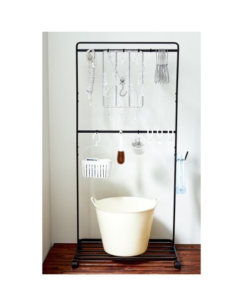 Zwarte opbergplank Tower met wielen - 72,5x35x141 cm