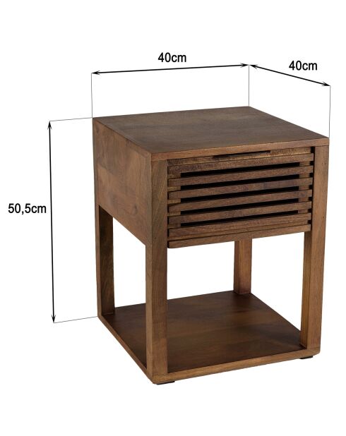 Chevet en bois de manguier ajouré  alix bois - 45x45x56 cm