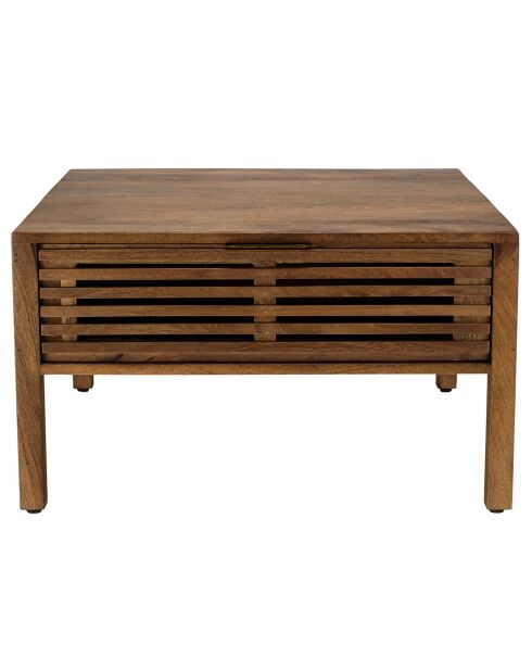 Table basse carrée en bois de manguier ajourés  alix bois - 76x76x47 cm