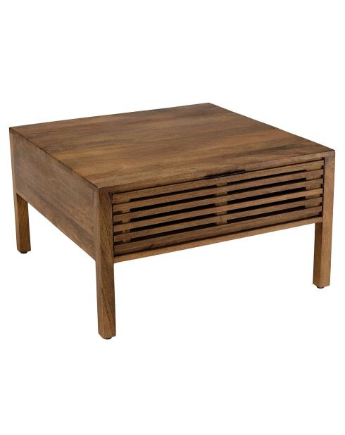 Table basse carrée en bois de manguier ajourés  alix bois - 76x76x47 cm