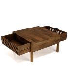 Table basse carrée en bois de manguier ajourés  alix bois - 76x76x47 cm