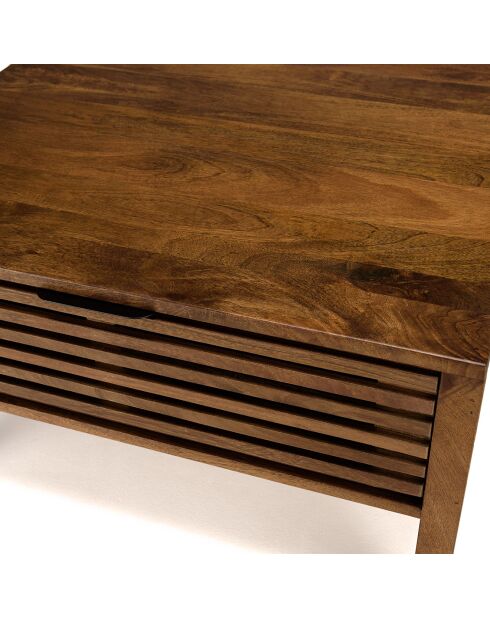 Table basse carrée en bois de manguier ajourés  alix bois - 76x76x47 cm