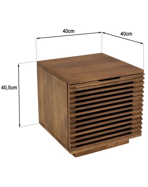 Chevet en bois de manguier ajourée  alix bois - 45x45x45 cm