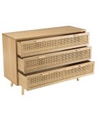 Commode 3 tiroirs cannage romeo naturel - 110x40x75.5 cm