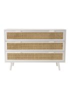 Commode 3 tiroirs cannage sandro naturel/blanc - 110x40x75.5 cm