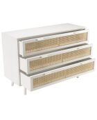 Commode 3 tiroirs cannage sandro naturel/blanc - 110x40x75.5 cm