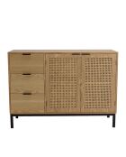 Buffet 3 tiroirs 2 portes cannage pieds métal marceau naturel - 110x40x78.5 cm