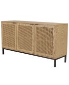 Buffet 3 portes cannage pieds métal marceau naturel - 144x40x75.5 cm