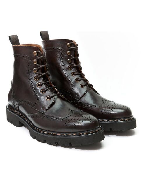 Boots en Cuir Noa marron foncé