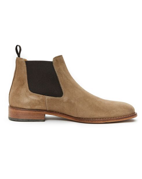 Chelsea Boots en Velours de Cuir Beta taupe