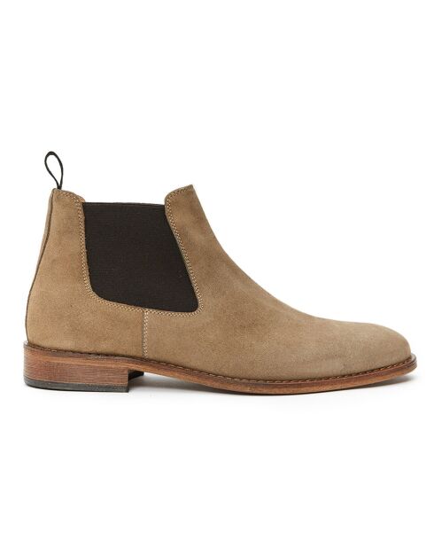 Chelsea Boots en Velours de Cuir Beta taupe