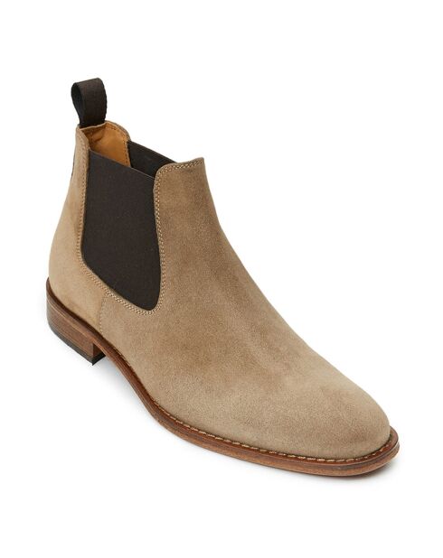 Chelsea Boots en Velours de Cuir Beta taupe