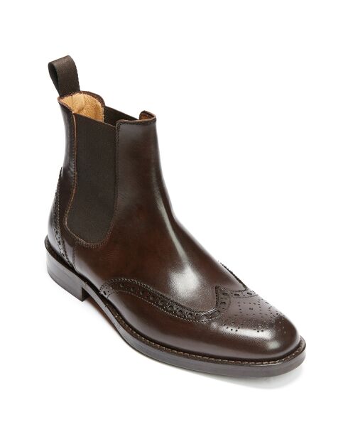 Dunkelbraune Chelsea-Stiefel aus Leder von Leona