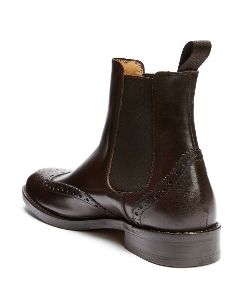 Dunkelbraune Chelsea-Stiefel aus Leder von Leona