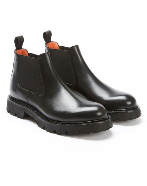 Schwarze Nelly Chelsea-Stiefel aus Leder