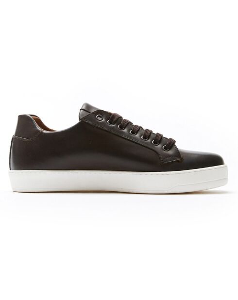 Sneakers en Cuir Marin marron foncé