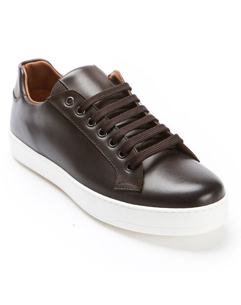 Sneakers in pelle marina marrone scuro