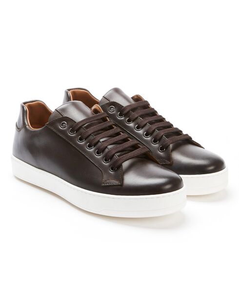 Sneakers en Cuir Marin marron foncé