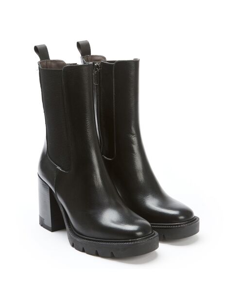 Bottines en Cuir Paola noires - Talon 9 cm