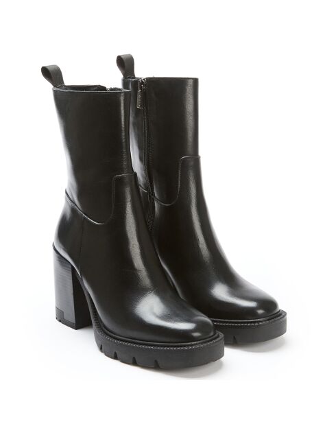 Bottines en Cuir Leana noires - Talon 9 cm