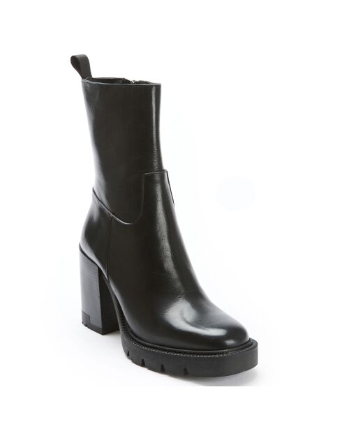 Bottines en Cuir Leana noires - Talon 9 cm