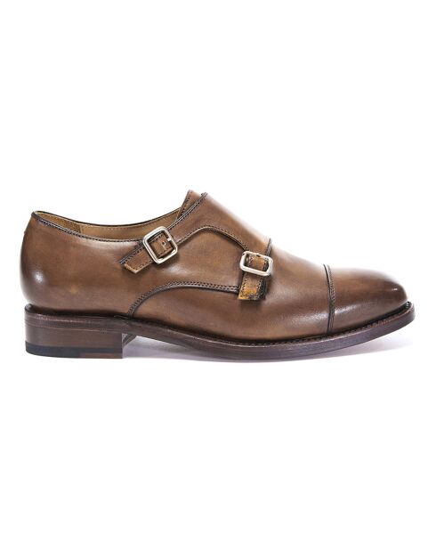 Monks en Cuir Leo taupe