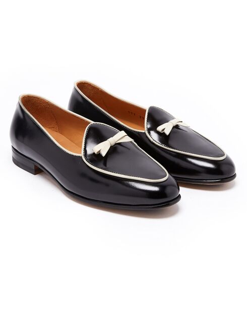 Mocassins en Cuir vernis Lison noir/blanc