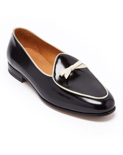 Mocassins en Cuir vernis Lison noir/blanc