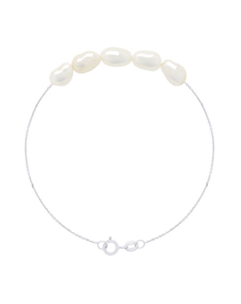 Witgouden en natuurlijke witte barokke zoetwatergekweekte parelarmband