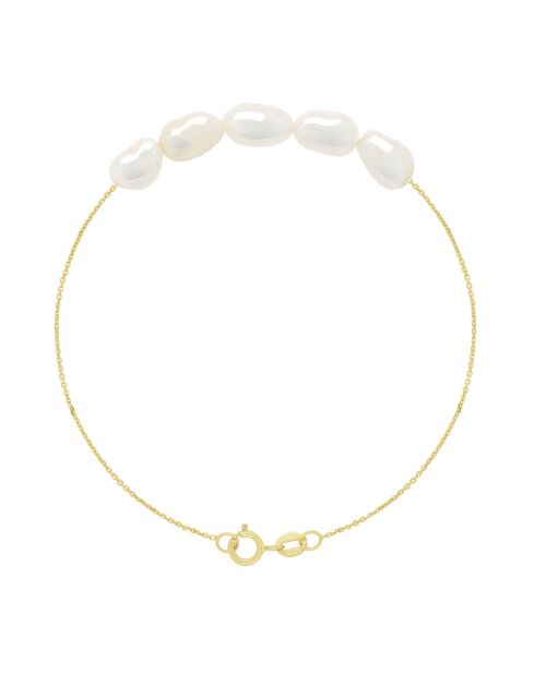 Bracelet en Or jaune & Perles de Culture d'Eau Douce baroques blanc naturel