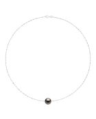 Runde Tahiti-Zuchtperlenkette aus Weißgold und Schwarz