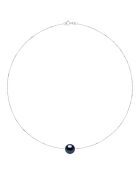Halskette aus Weißgold und schwarze runde Süßwasser-Zuchtperle