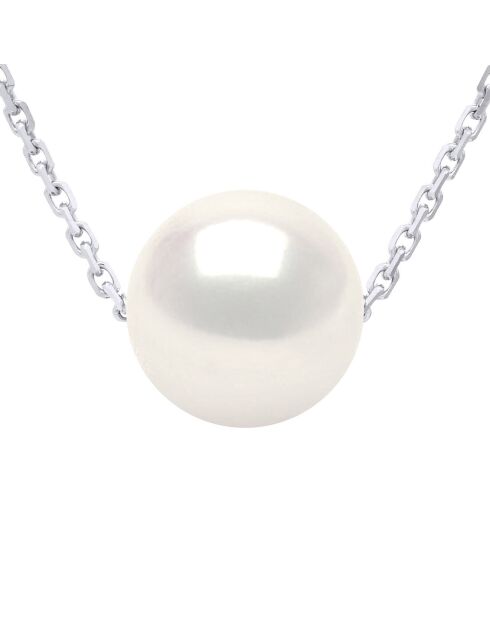 Witgouden en natuurlijke witte ronde zoetwatergekweekte parelketting