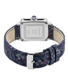 Montre Padova Gemstone Femme Quartz en Cuir bleu fleuri