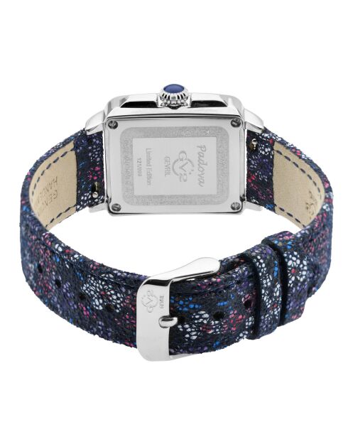 Montre Padova Gemstone Femme Quartz en Cuir bleu fleuri