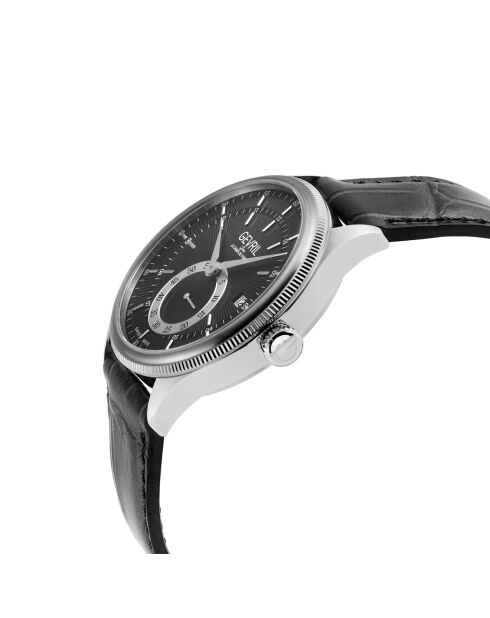 Empire automatisch zwart leren herenhorloge