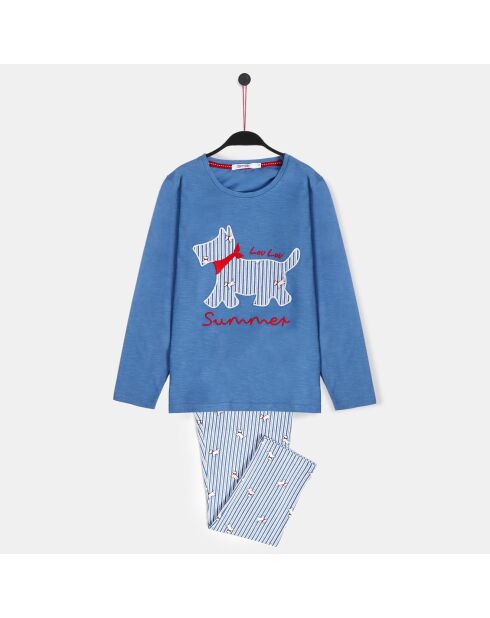 Pyjama Lou Lou Sommer-Langarmshirt und blaue Hose