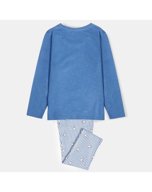 Pyjama Lou Lou Sommer-Langarmshirt und blaue Hose